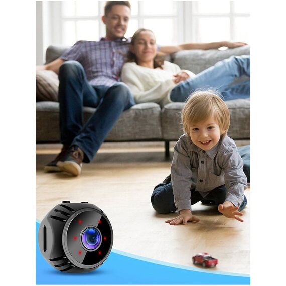 Mini camera WiFi DacEnergy©, dispozitiv de spionaj cu camera video si microfon, detectare miscare, vedere nocturna, notificari instant-poza 5-Dacenergy.ro