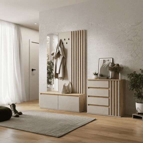 Set pentru hol, caşmir/stejar artisan, DERIS-poza 2-Dacenergy.ro