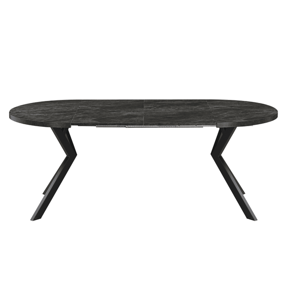 Masă de sufragerie extensibilă, beton închis/negru, 100-250x75,5 cm, LUKOS-poza 6-Dacenergy.ro