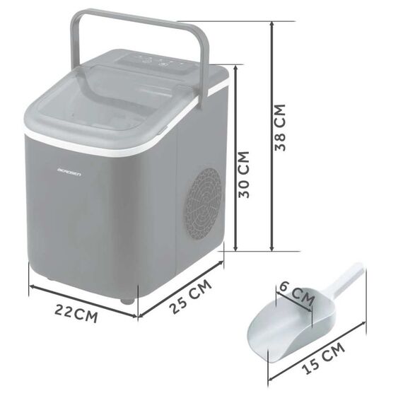 Aparat de facut cuburi de gheata, 2 dimensiuni de cuburi, functie de curatare automata, capacitate de pana la 12 kg / 24h, rezervor apa 1.1 L, 112 W, 28 x 23 x 30 cm, negru-poza 10-Dacenergy.ro