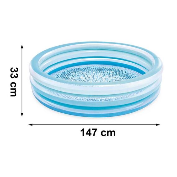 Piscina gonflabila, realizata din pvc, 3 inele gonflabile, model mozaic, pentru copii, 147 x 33 cm, albastru-poza 5-Dacenergy.ro