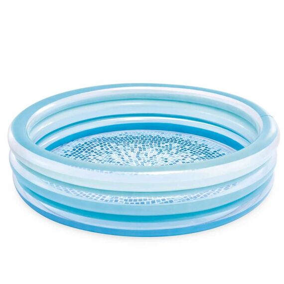 Piscina gonflabila, realizata din pvc, 3 inele gonflabile, model mozaic, pentru copii, 147 x 33 cm, albastru-Dacenergy.ro