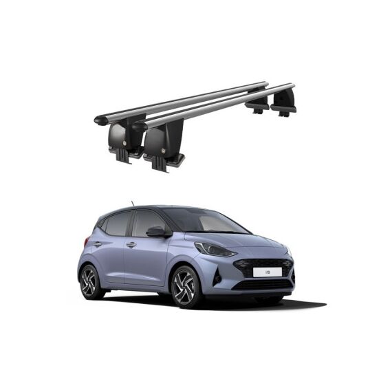 Bare transversale portbagaj auto aluminiu compatibile plafon neted Hyundai i10 AC3 2019-> argintii sau negre Cod: CB200101 Kit-108-Dacenergy.ro