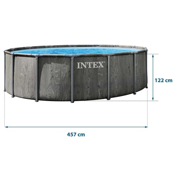 Piscina supraterana cadru metalic rotunda Intex, 457x122 cm, capacitate 16805 litri, pompa filtru cartus 3785 l/h, scara balustrada antiderapanta, prelata protectie, covor sol, liner PVC 3 straturi, asamblare rapida 45 min, Albastru-poza 7-Dacenergy.ro