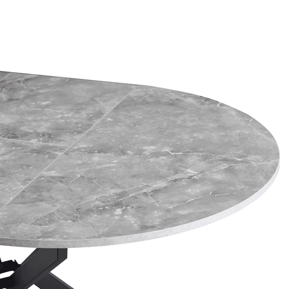 Masă dining extensibilă, beton/neagră, 120x120-160x75 cm, ABERO TIP 2-poza 6-Dacenergy.ro