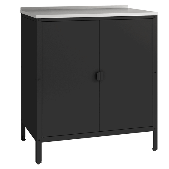 Mobilier de bucătărie de grădină cu 4 piese, chiuvetă, negru, oţel, INES-poza 4-Dacenergy.ro