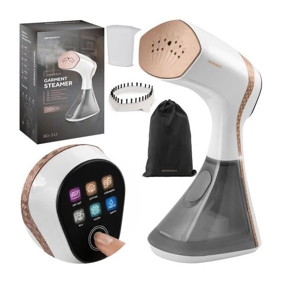 Aparat de calcat cu abur Berdsen, 2000 W, 320 ml, LCD touchscreen, 4 trepte, ceramic, Alb-Dacenergy.ro