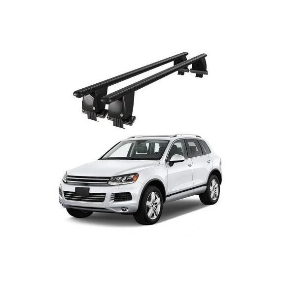 Bare transversale portbagaj auto aluminiu compatibile plafon neted Volkswagen Touareg II 7P 2010-2013 argintii sau negre Cod: CB200101 Kit-102-poza 2-Dacenergy.ro