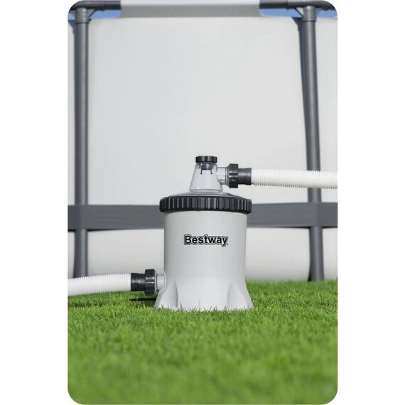 Pompa Filtrare Piscina Bestway, Bile Filtrante, 5678 l/h, Racord 38mm cu Adaptor 32mm, 220-240V, Compatibila Piscine 1100-31700 l, Furtunuri Conectare, Coliere, Sita si Bila Filtranta, 6.74 kg, Gri-poza 11-Dacenergy.ro