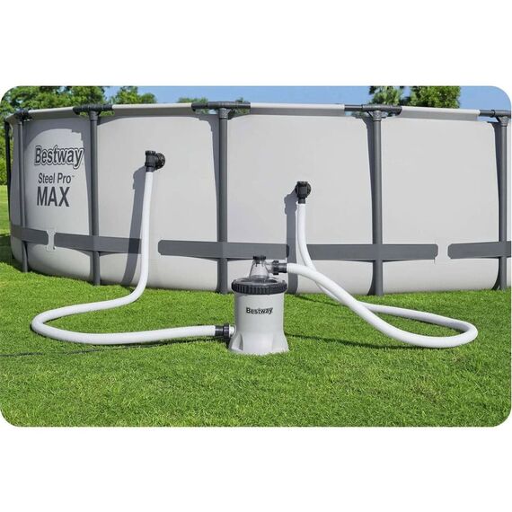 Pompa Filtrare Piscina Bestway, Bile Filtrante, 5678 l/h, Racord 38mm cu Adaptor 32mm, 220-240V, Compatibila Piscine 1100-31700 l, Furtunuri Conectare, Coliere, Sita si Bila Filtranta, 6.74 kg, Gri-poza 13-Dacenergy.ro