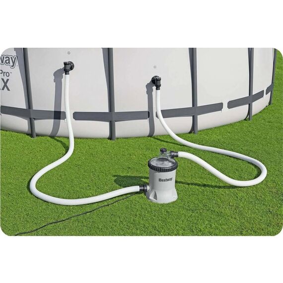 Pompa Filtrare Piscina Bestway, Bile Filtrante, 5678 l/h, Racord 38mm cu Adaptor 32mm, 220-240V, Compatibila Piscine 1100-31700 l, Furtunuri Conectare, Coliere, Sita si Bila Filtranta, 6.74 kg, Gri-poza 14-Dacenergy.ro