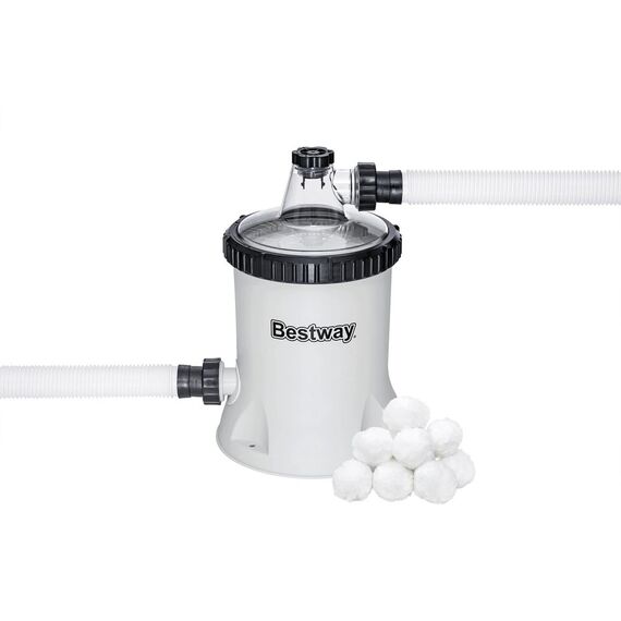 Pompa Filtrare Piscina Bestway, Bile Filtrante, 5678 l/h, Racord 38mm cu Adaptor 32mm, 220-240V, Compatibila Piscine 1100-31700 l, Furtunuri Conectare, Coliere, Sita si Bila Filtranta, 6.74 kg, Gri-poza 15-Dacenergy.ro