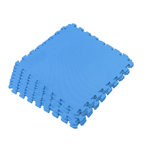 Covor Protectie Piscina Puzzle DacEnergy, 8 Bucati, 50x50 cm, Grosime 10 mm, PVC, Suprafata 1.9 mp, Antiderapant, Termoizolant, Rezistent Apa si Mucegai, Montaj Rapid, Compatibil Trambuline Locuri de Joaca Terase, 1.4 kg, Albastru, Culoare: Albastru, Lungime: 50 cm-Dacenergy.ro