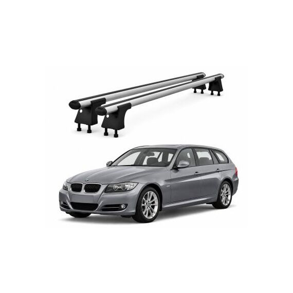 Set bare transversale aluminiu cu prindere in puncte fixe compatibile BMW Seria 3 E91 Touring 2005-2012 negre sau argintii Cod: 120101 Kit 201-Dacenergy.ro