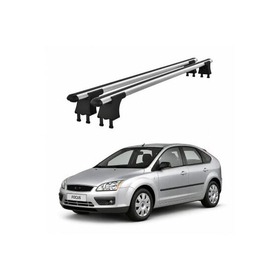 Set bare transversale aluminiu cu prindere in puncte fixe compatibile Ford Focus II 2004-2011 negre sau argintii Cod: 120101 Kit 201-Dacenergy.ro