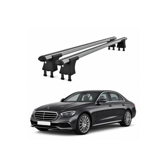 Set bare transversale aluminiu cu prindere in puncte fixe compatibile Mercedes Clasa E W213 2016-> negre sau argintii Cod: 120101 Kit 203-Dacenergy.ro