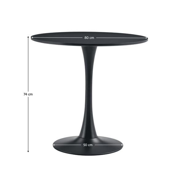 Masă de sufragerie, rotundă, negru, diametru 80 cm, REVENTON NEW-poza 3-Dacenergy.ro