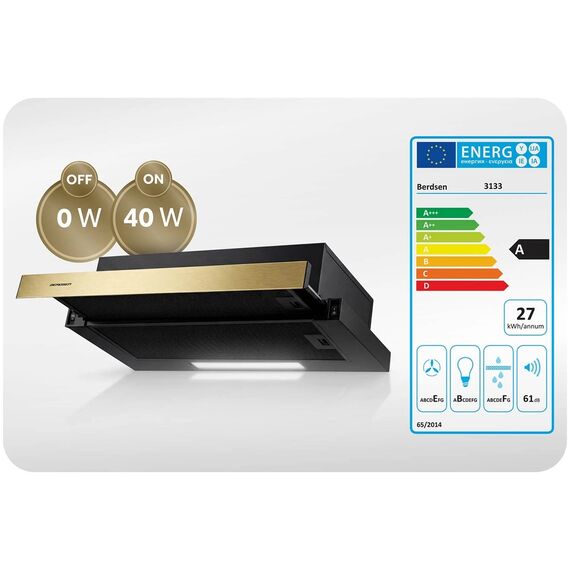 Hota Incorporabila Telescopica Berdsen, 60 cm, Debit 200 m3/h, Motor 40W, 2 Trepte Viteza, 2 Filtre Aluminiu Lavabile, Iluminare LED 4000K, Evacuare si Recirculare, Negru Mat-poza 12-Dacenergy.ro