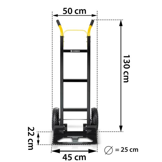 Carucior Transport Pliabil Humberg, Tip Roaba, Capacitate 250 kg, 2 Roti Mari Ranforsate Metalic, Cadru Otel Galvanizat, Platforma Durabila, 46x50x130 cm-poza 12-Dacenergy.ro