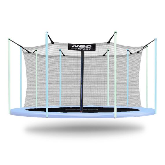 Plasa Protectie Interioara Trambulina Neo-Sport, 465 cm 15ft, 10 Stalpi, Polietilena Rezistenta, Inaltime 180 cm, Intrare Fermoar cu Cleme, Montaj Rapid, Accesoriu Trambulina Gradina, Negru-Dacenergy.ro