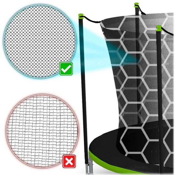 Plasa Protectie Interioara Trambulina Neo-Sport, 374 cm 12ft, 8 Stalpi, Polietilena Rezistenta, Inaltime 180 cm, Intrare Fermoar cu Cleme, Montaj Rapid, Accesoriu Trambulina Gradina, Negru, Diametru: 374 cm-poza 5-Dacenergy.ro