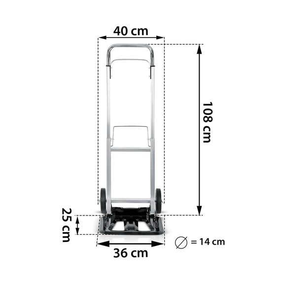 Carucior Transport Pliabil Humberg, Tip Roaba, Capacitate 90 kg, Otel Zincat, 2 Roti cu Ranforsare Metalica, Reglabil 71-108 cm, 41x40x108 cm, Negru Argintiu-poza 5-Dacenergy.ro