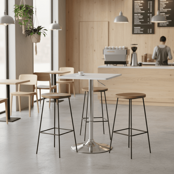 Masă de bar cu înălţime reglabilă, alb, 57x57x84-110 cm, FLORIAN 3 NEW-poza 6-Dacenergy.ro