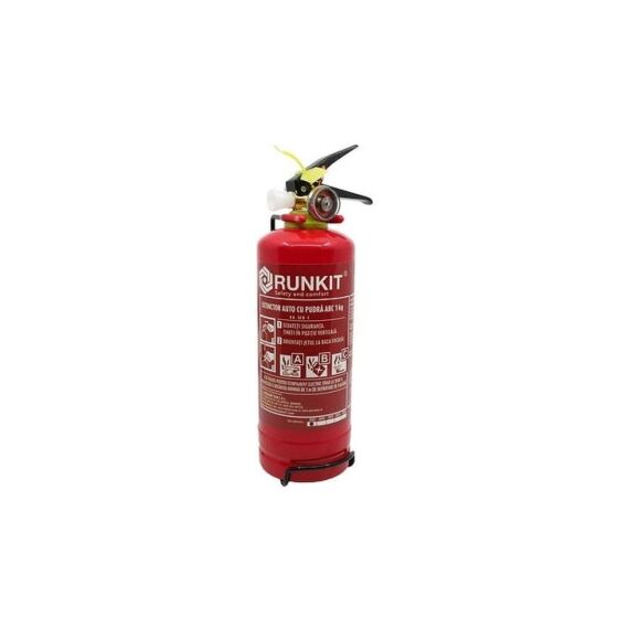 Kit siguranta auto complet trusa cutie rosie  2 triunghiuri vesta geanta stingator cu manometru  Runkit-poza 3-Dacenergy.ro