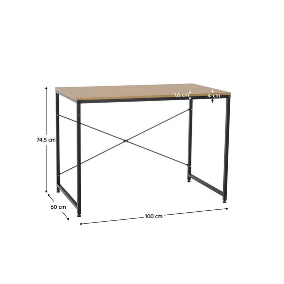 Birou, stejar / negru, 100x60 cm, MELLORA-poza 11-Dacenergy.ro