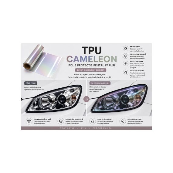 Folie protectie faruri si stopuri transparenta Cameleon 10m x 60cm Cod: RLS-78-Dacenergy.ro