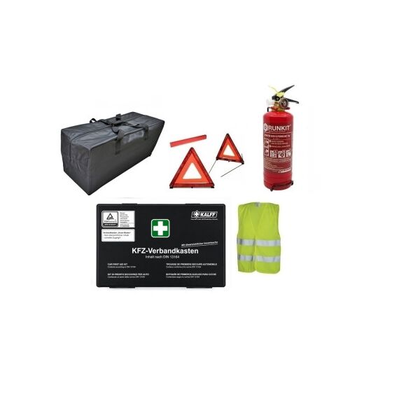 Kit siguranta auto complet trusa cutie neagra 2 triunghiuri vesta geanta  stingator cu manometru  Runkit-Dacenergy.ro