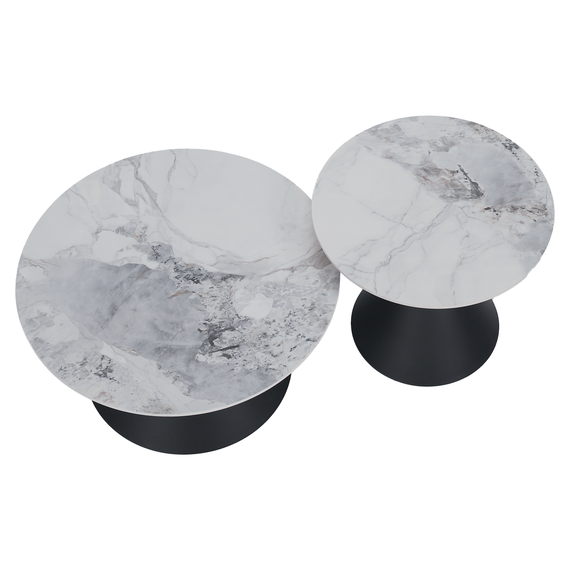 Măsuţe de cafea, set de 2 bucăţi, marmură/negru/auriu, metal, MABUZ NEW-poza 25-Dacenergy.ro