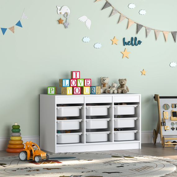 Organizator cu cutii de depozitare, alb, TRIMAL NEW-poza 3-Dacenergy.ro