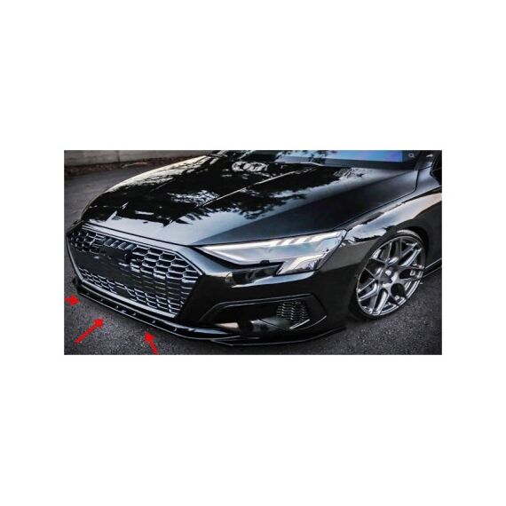 Spoiler prelungire bara fata Audi A3 8V Y Sedan Sportback S-Line 2020-2024 ABS negru Piano Cod: LSP3002-Dacenergy.ro