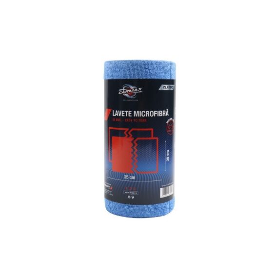 Set lavete auto microfibra Carmax 25x25cm albastre 50 bucati Cod: 309137-poza 2-Dacenergy.ro