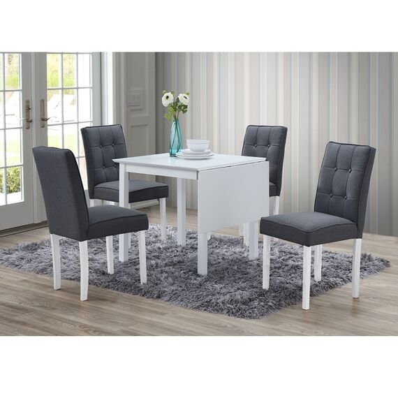 Set dining cu masă extensibilă, albă/gri, BJORK 1+4-poza 3-Dacenergy.ro