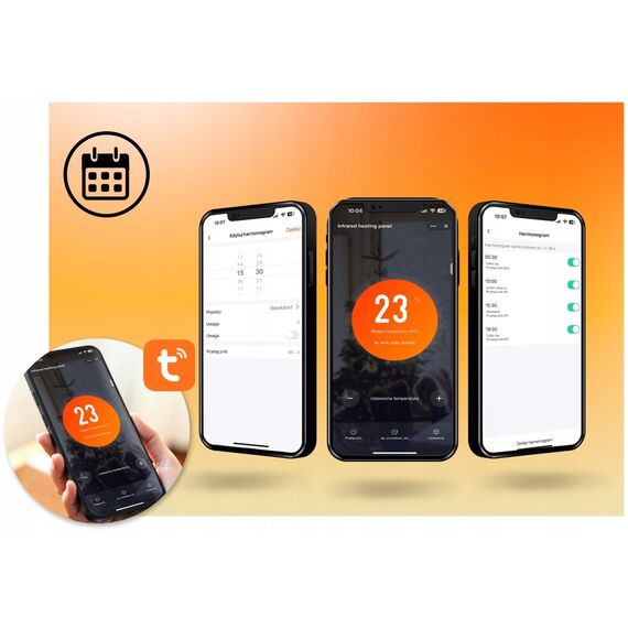 Panou radiant cu infrarosu Berdsen, 720 W, sticla securizata, afisaj LED tactil, telecomanda, WiFi, aplicatie Tuya Smart, termostat, timer 1-24 h, programator saptamanal, detectare fereastra deschisa, montaj perete sau picioare, IP44, 120x60 cm, Negru-poza 7-Dacenergy.ro