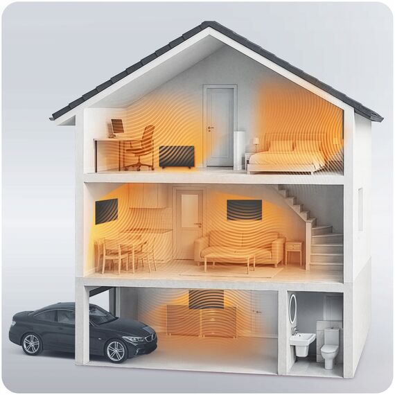 Panou radiant cu infrarosu Berdsen, 720 W, sticla securizata, afisaj LED tactil, telecomanda, WiFi, aplicatie Tuya Smart, termostat, timer 1-24 h, programator saptamanal, detectare fereastra deschisa, montaj perete sau picioare, IP44, 120x60 cm, Negru-poza 10-Dacenergy.ro