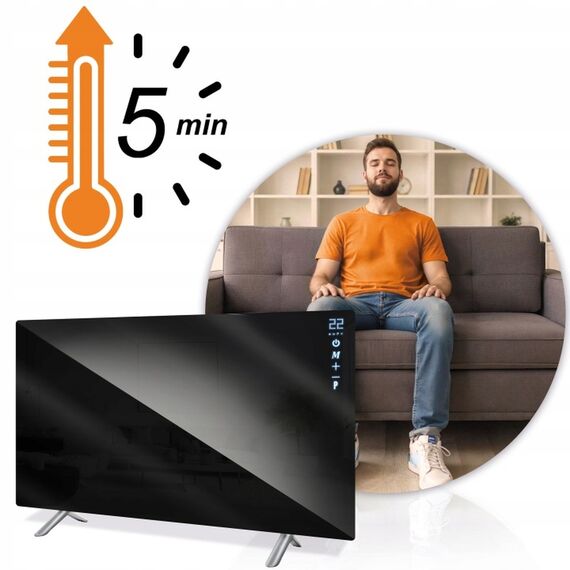 Panou radiant cu infrarosu Berdsen, 720 W, sticla securizata, afisaj LED tactil, telecomanda, WiFi, aplicatie Tuya Smart, termostat, timer 1-24 h, programator saptamanal, detectare fereastra deschisa, montaj perete sau picioare, IP44, 120x60 cm, Negru-poza 11-Dacenergy.ro
