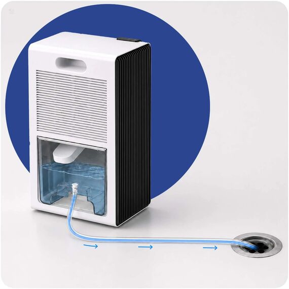 Dezumidificator aer camera Berdsen, 800 ml/24h, rezervor 2300 ml, higrostat reglabil 40-70%, telecomanda, panou tactil, afisaj digital, iluminare 7 culori, mod noapte Sleep, drenaj continuu prin furtun, oprire automata, 65 W, 35.5x21x14 cm, Alb-poza 5-Dacenergy.ro