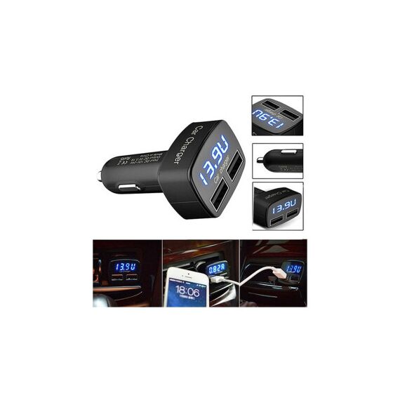 Incarcator auto 3 in 1: voltmetru, termometru si incarcator cu 2 porturi USB   Cod: PG281-poza 2-Dacenergy.ro