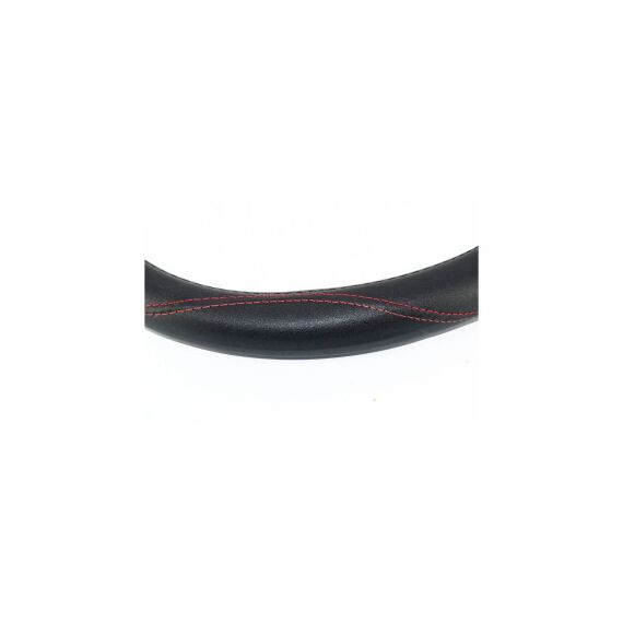 Husa volan  din imitatie  piele marime M culoare negru cusatura rosie Cod: FX62-poza 2-Dacenergy.ro