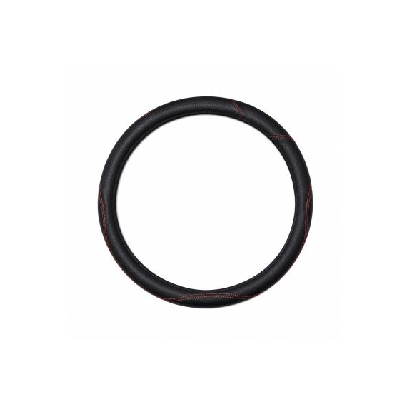 Husa volan  din imitatie  piele marime M culoare negru cusatura rosie Cod: FX62-Dacenergy.ro