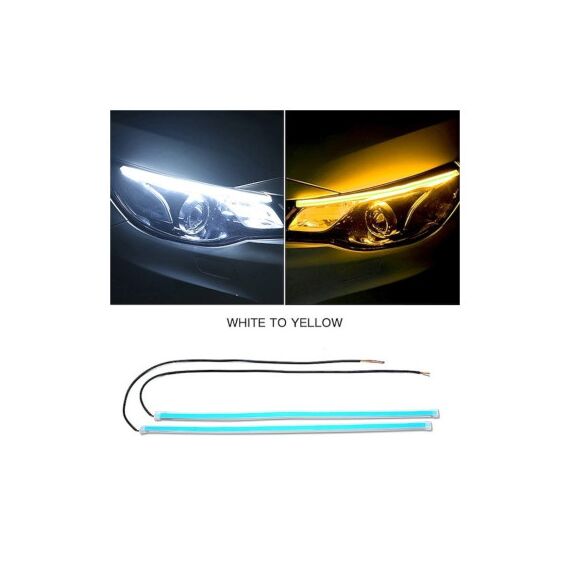 Set banda DRL LED 45 cm cu functie de semnalizare flow lumina alba + semnalizare galbena 12V Cod: SPT451504WAF12-Dacenergy.ro