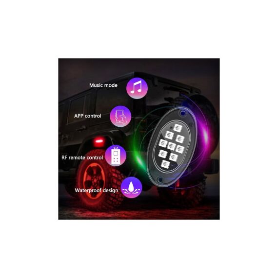 Kit lumini submasina RGB rock light 4 module 12V cu bluetooth Cod: HH-RY164-poza 4-Dacenergy.ro