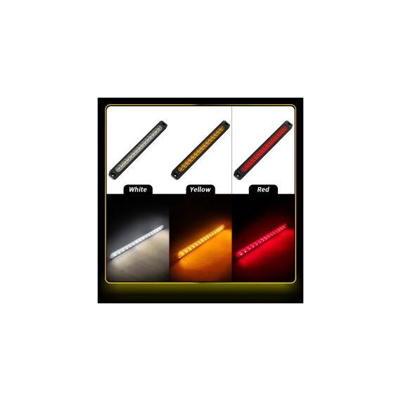 Lampa laterala LED alba cu 3 functii lumina continua flash semnalizare dinamica 12-24V Cod: ZC-15LEDW-poza 2-Dacenergy.ro