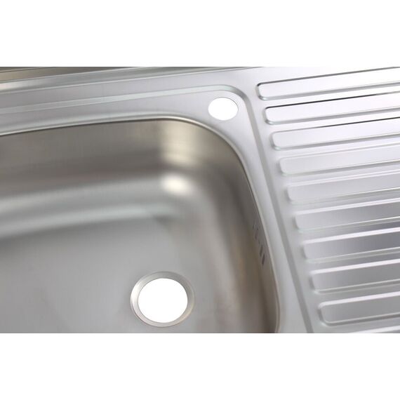 Chiuveta bucatarie inox DacEnergy©, forma dreptunghiulara, dimensiune 80x50x37 cm , cu picurator, culoare gri-poza 3-Dacenergy.ro