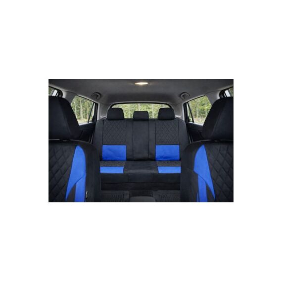 Huse scaune auto universale Premium fractionate fata spate negre cu albastru compatibile dimensiuni standard Cod: HNG1101-2-poza 5-Dacenergy.ro