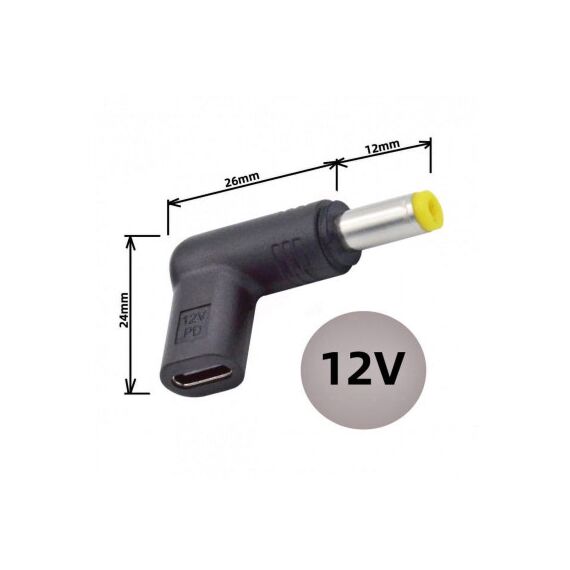 Adaptor 12V USB Type C mama la DC 5.5x2.1mm tata alimentare 12V MIV-poza 2-Dacenergy.ro