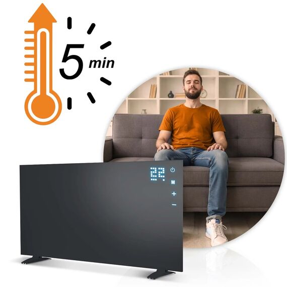 Panou radiant cu infrarosu Berdsen, 600 W, incalzitor electric perete, tavan sau picioare, Carbon Crystal Far Infrared, caldura in 5 minute, fara uscarea aerului, silentios, buton ON/OFF, protectie supraincalzire, cablu 1,5 m, 90 x 50 x 1,2 cm, Negru-poza 5-Dacenergy.ro